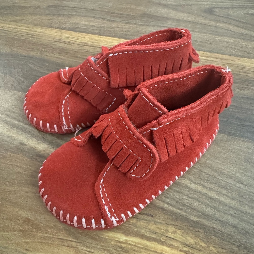 Minnetonka Red Baby Moccasins